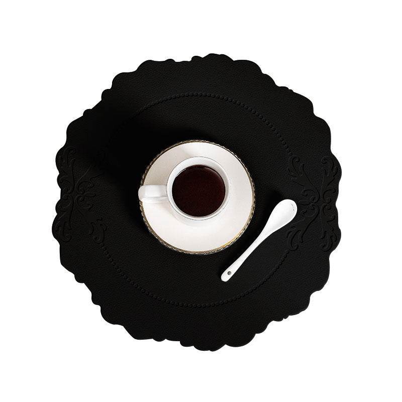 4 pcs Retro Faux Leather Placemat - Waterproof & Oil-Proof Dining Table Mat (Black) V888-ELOSUNG31303