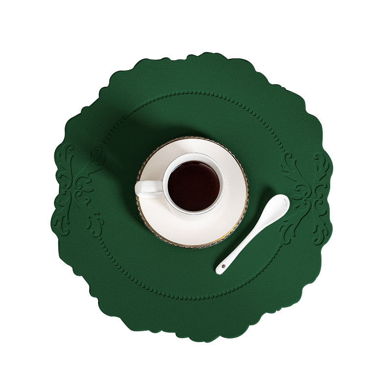 4 pcs Retro Faux Leather Placemat - Waterproof & Oil-Proof Dining Table Mat (Green) V888-ELOSUNG31306