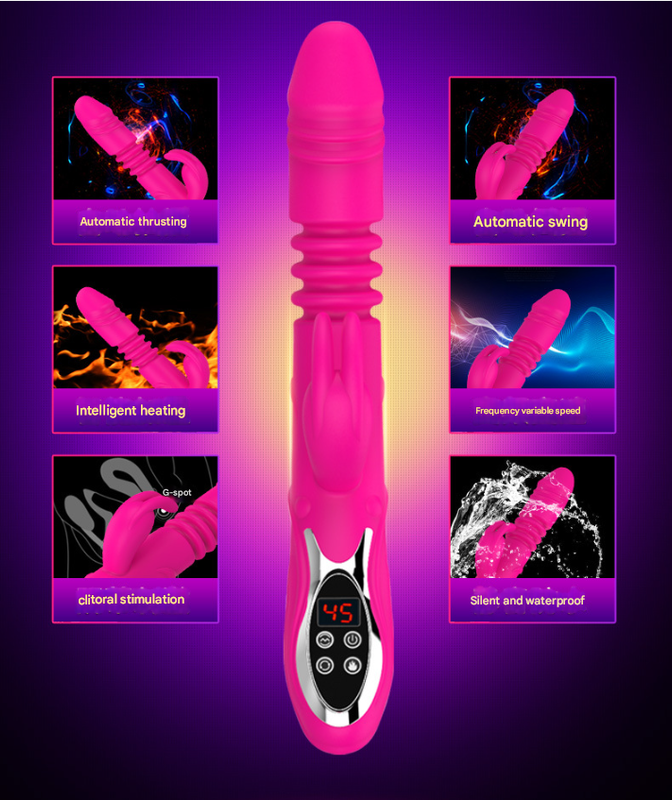 (Purple)Ultimate G-Spot & Clitoral Rabbit Vibrator - Telescopic, Heated, Rotating V888-ELOSUNG31309