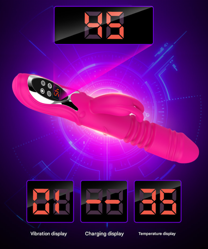 (Purple)Ultimate G-Spot & Clitoral Rabbit Vibrator - Telescopic, Heated, Rotating V888-ELOSUNG31309