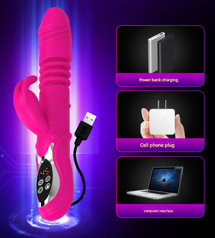 (Purple)Ultimate G-Spot & Clitoral Rabbit Vibrator - Telescopic, Heated, Rotating V888-ELOSUNG31309