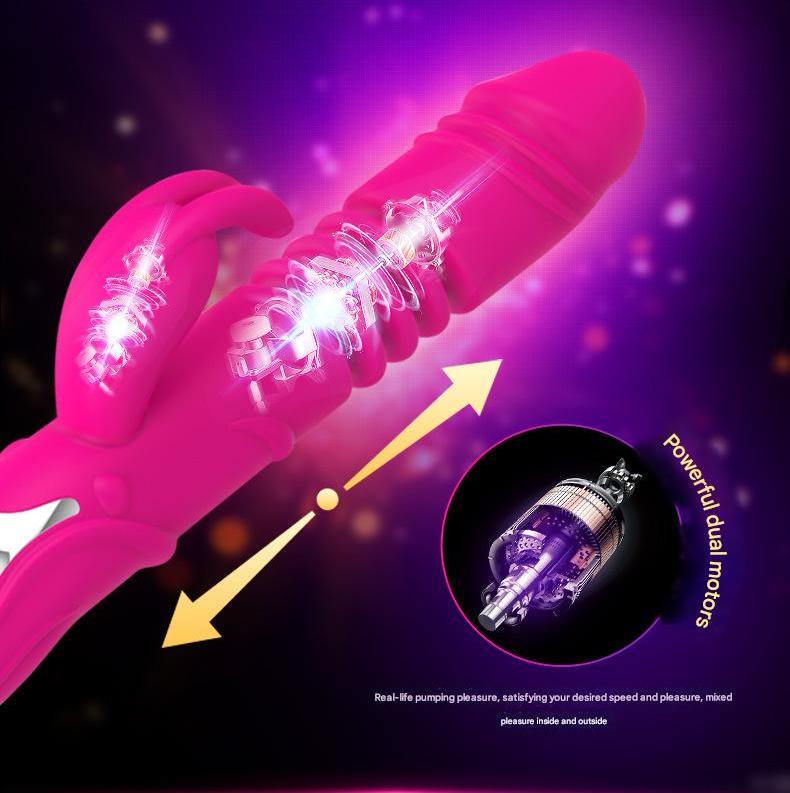 (Rose red)Ultimate G-Spot & Clitoral Rabbit Vibrator - Telescopic, Heated, Rotating V888-ELOSUNG31310