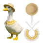 Khaki and Yellow 2 Sets Adorable Porch Goose & Small Pet Costume Set - 2 Summer Straw Hat & 2 Gingham Bib V888-ELOSUNG32002