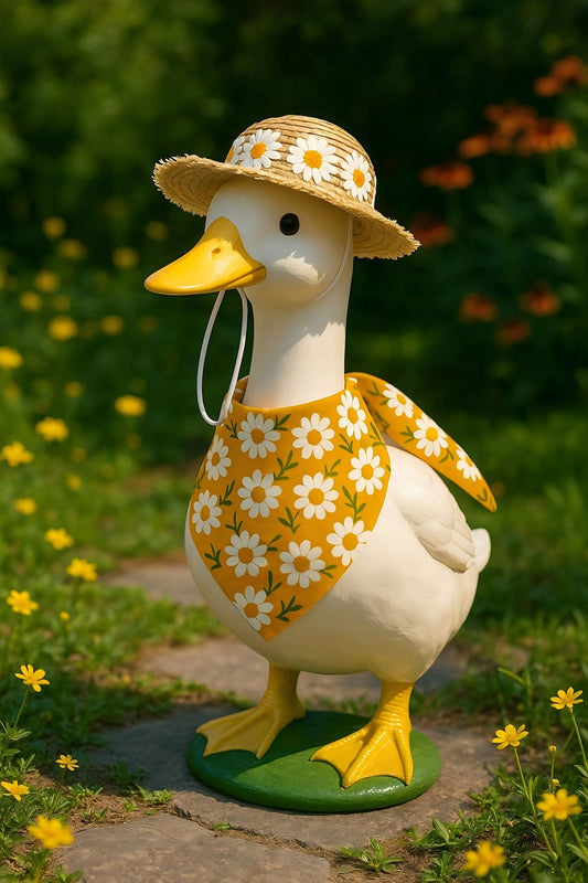 2 Sets Khaki and Yellow Daisy Delight Porch Goose & Small Pet Costume - 2 Summer Straw Hat & 2 Floral Bandana V888-ELOSUNG32004