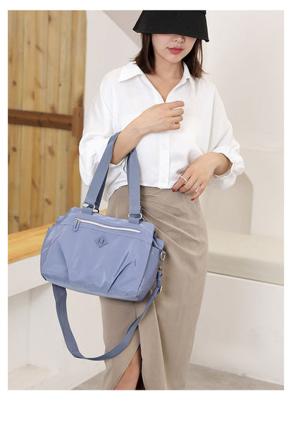 Black Versatile Water-Repellent Nylon Tote Bag - Lightweight Multi-Pocket Shoulder & Crossbody Handbag V888-ELOSUNG32011