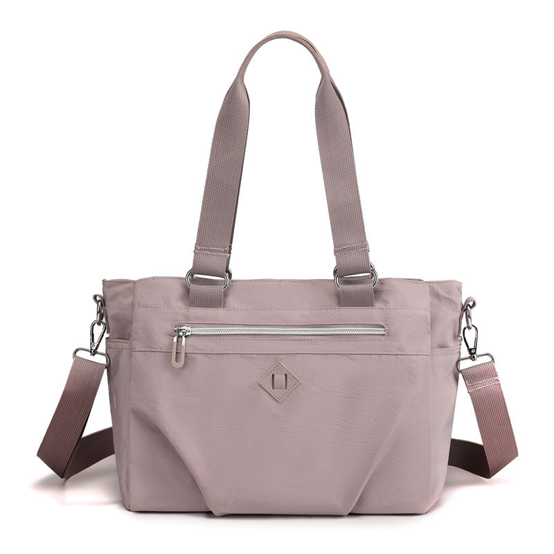 Light Purple Versatile Water-Repellent Nylon Tote Bag - Lightweight Multi-Pocket Shoulder & Crossbody Handbag V888-ELOSUNG32012