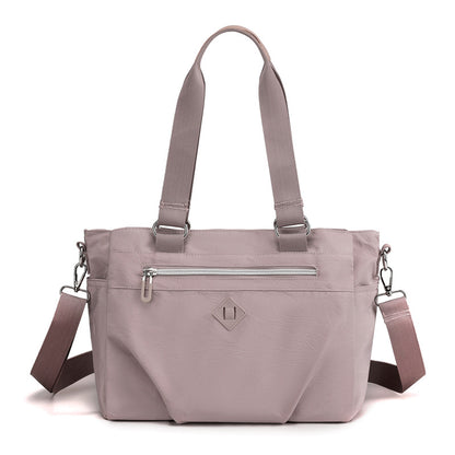 Light Purple Versatile Water-Repellent Nylon Tote Bag - Lightweight Multi-Pocket Shoulder & Crossbody Handbag V888-ELOSUNG32012
