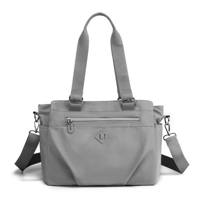 Grey Versatile Water-Repellent Nylon Tote Bag - Lightweight Multi-Pocket Shoulder & Crossbody Handbag V888-ELOSUNG32013