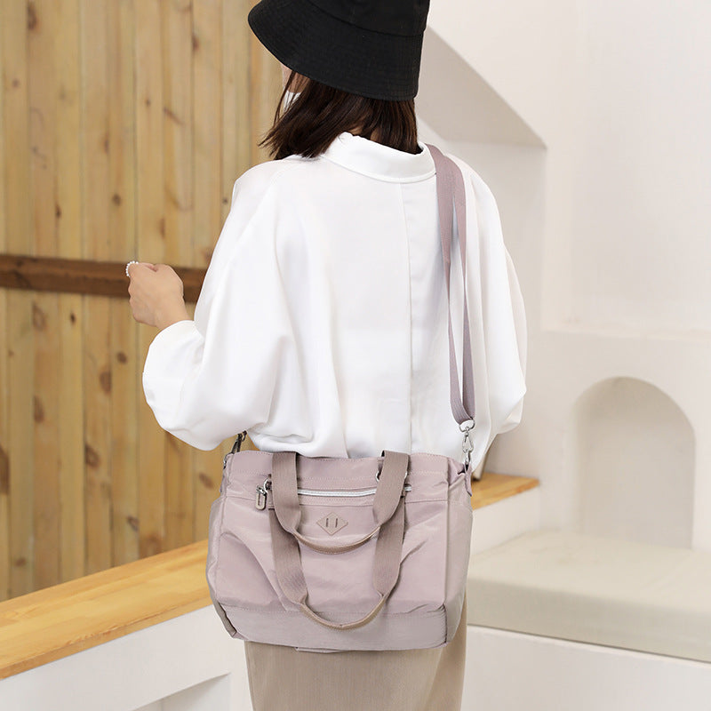 Grey Versatile Water-Repellent Nylon Tote Bag - Lightweight Multi-Pocket Shoulder & Crossbody Handbag V888-ELOSUNG32013