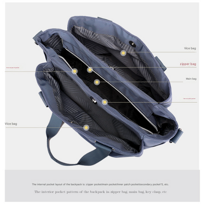 Grey Versatile Water-Repellent Nylon Tote Bag - Lightweight Multi-Pocket Shoulder & Crossbody Handbag V888-ELOSUNG32013