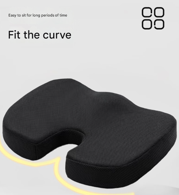 Black Ergonomic U-Shaped Memory Foam Seat Cushion - Coccyx Relief & Posture Support with Breathable Cover V888-ELOSUNG32015