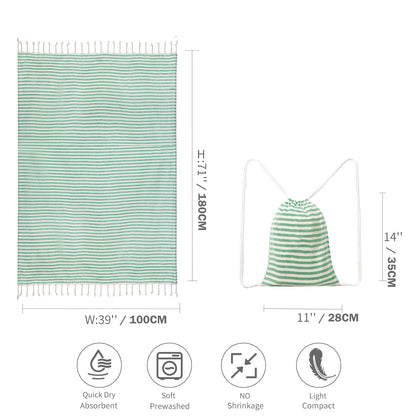 Green Chic Lightweight Nylon Drawstring Tote Bag - Multi-Pocket Casual Shoulder & Crossbody V888-ELOSUNG32021
