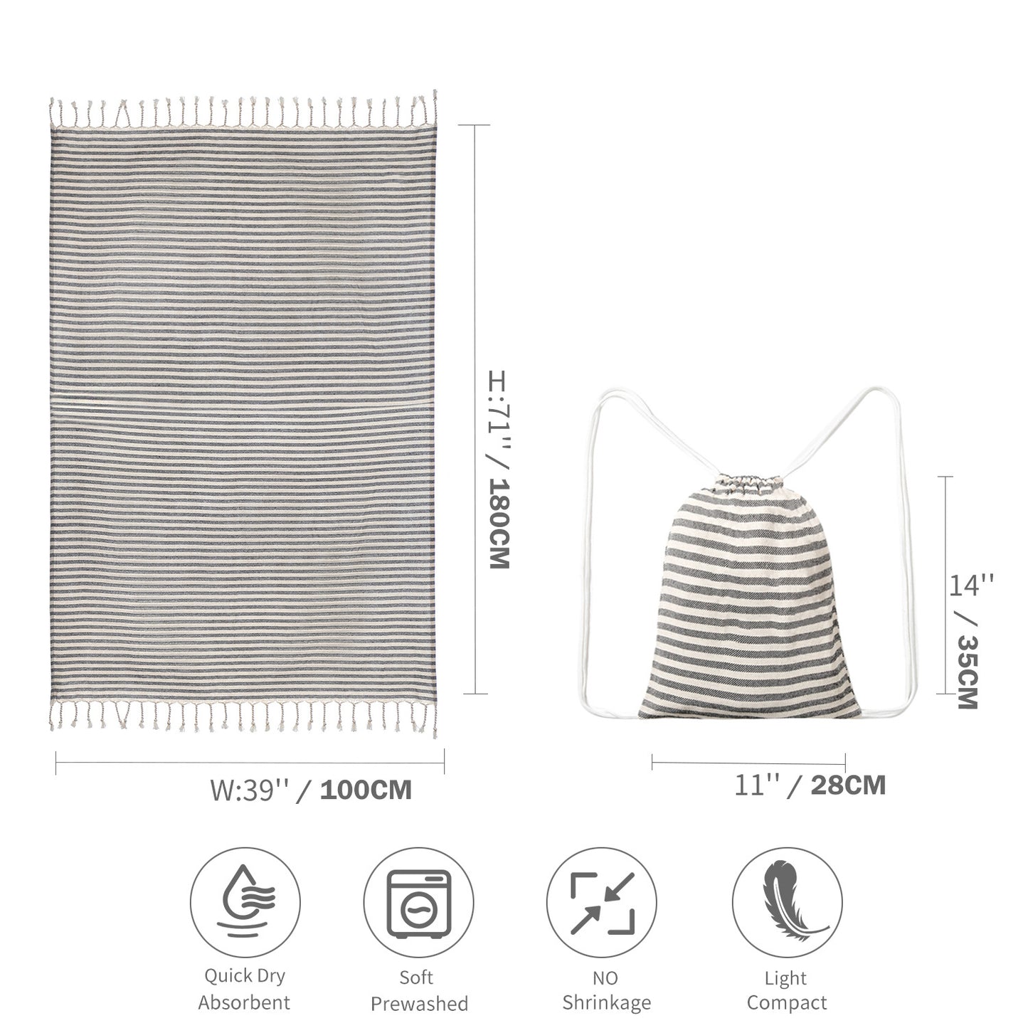 Black Chic Lightweight Nylon Drawstring Tote Bag - Multi-Pocket Casual Shoulder & Crossbody V888-ELOSUNG32022