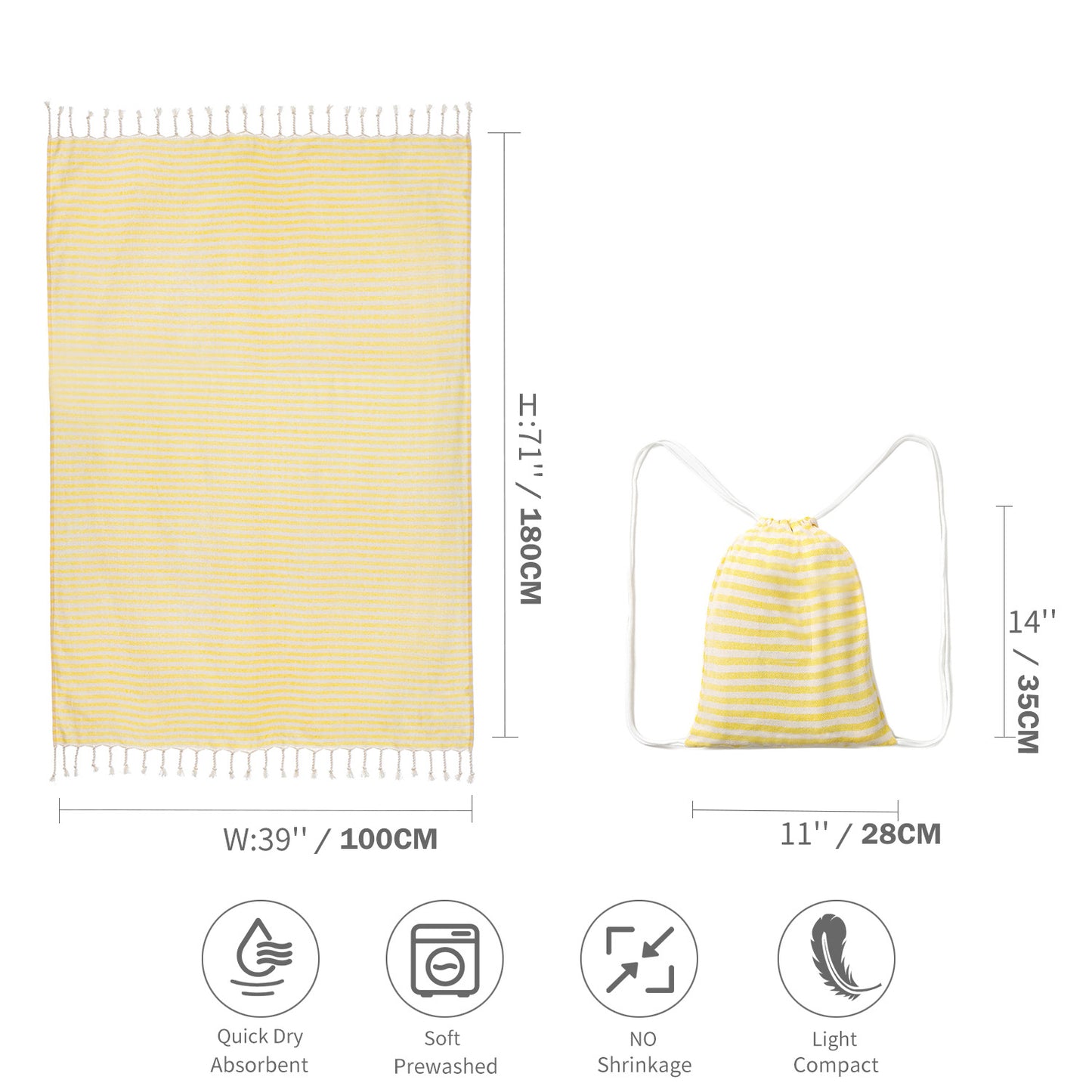 Yellow Chic Lightweight Nylon Drawstring Tote Bag - Multi-Pocket Casual Shoulder & Crossbody V888-ELOSUNG32023