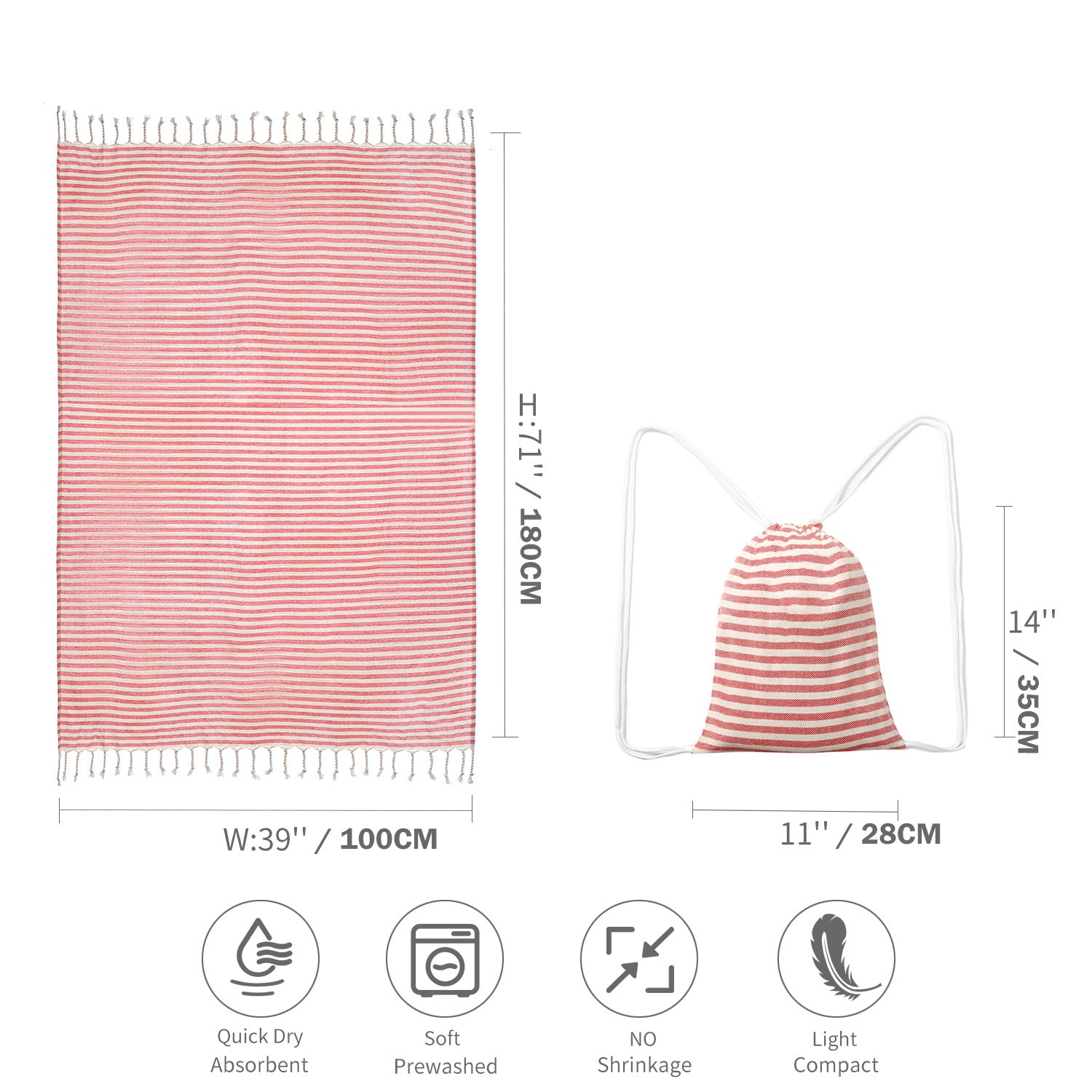 Red Chic Lightweight Nylon Drawstring Tote Bag - Multi-Pocket Casual Shoulder & Crossbody V888-ELOSUNG32024