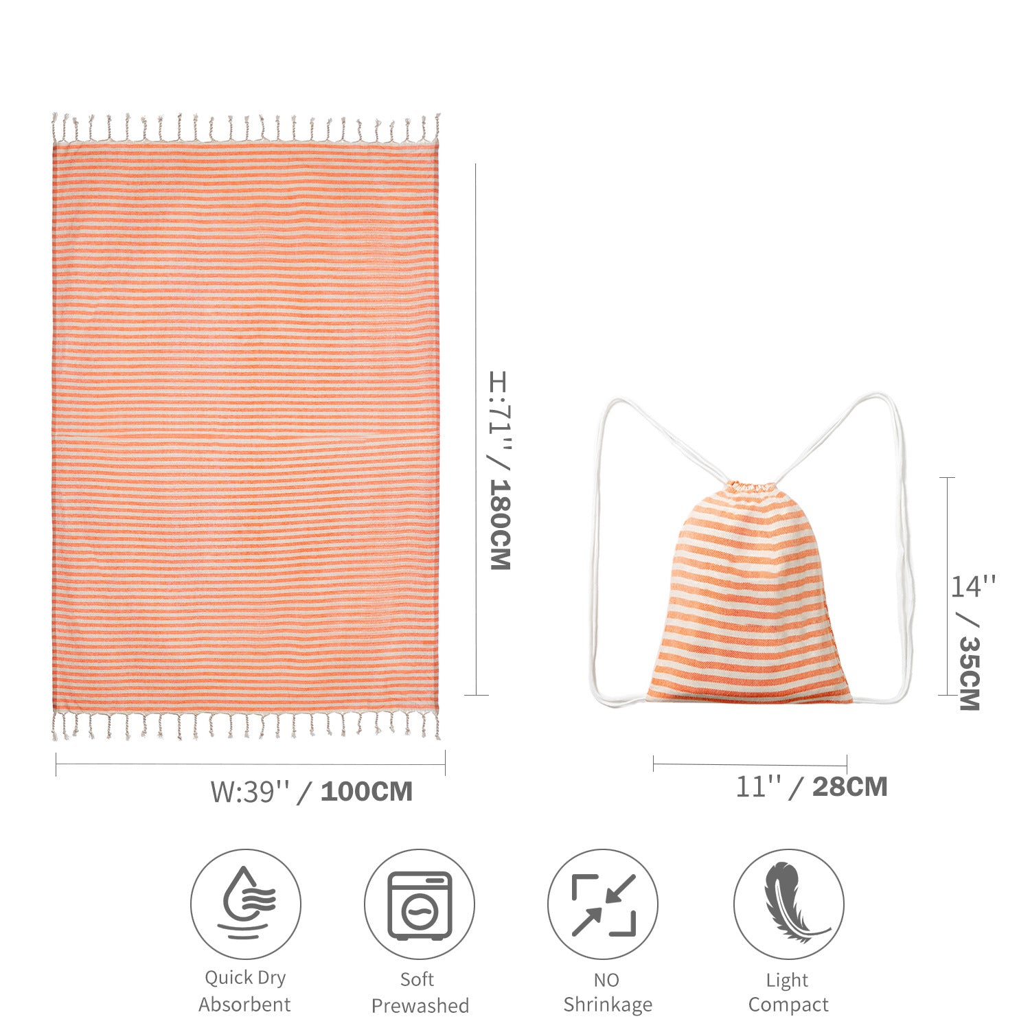 Orange Chic Lightweight Nylon Drawstring Tote Bag - Multi-Pocket Casual Shoulder & Crossbody V888-ELOSUNG32025