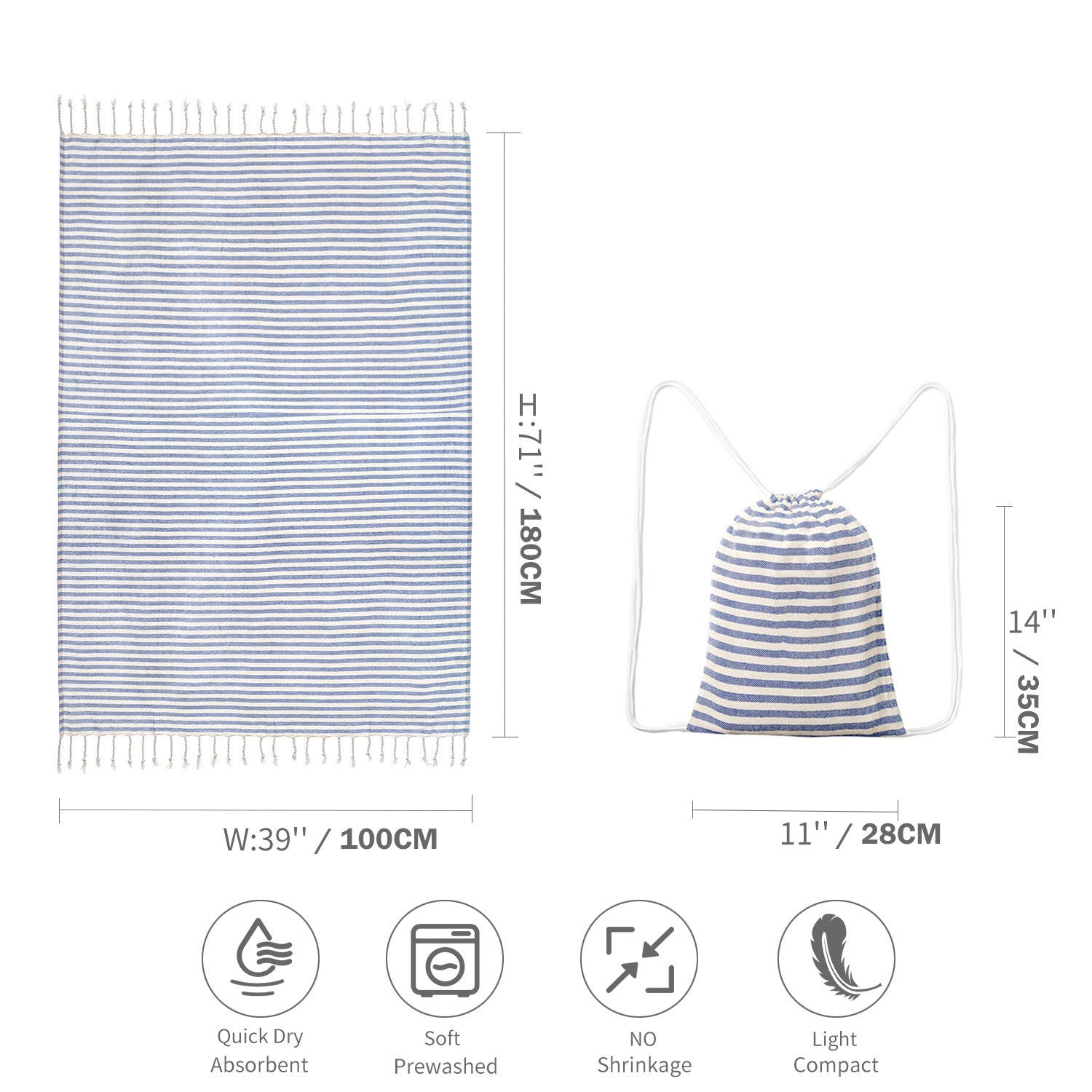 Blue Chic Lightweight Nylon Drawstring Tote Bag - Multi-Pocket Casual Shoulder & Crossbody V888-ELOSUNG32026