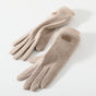 Beige Elegant Women's Wool Blend Winter Gloves - Cozy Fleece-Lined Touchscreen Warmth V888-ELOSUNG32027