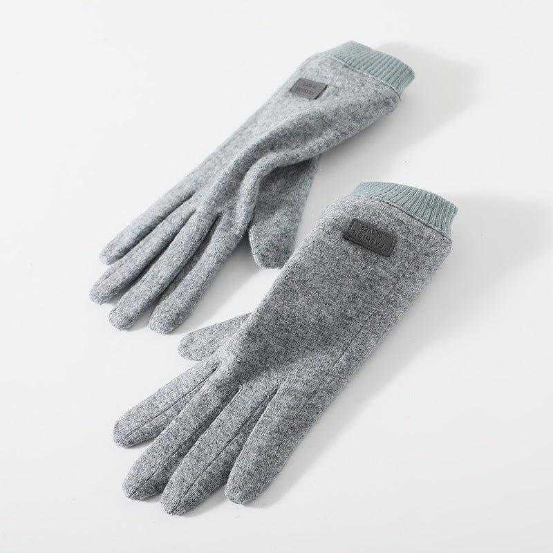 Grey Elegant Women's Wool Blend Winter Gloves - Cozy Fleece-Lined Touchscreen Warmth V888-ELOSUNG32028