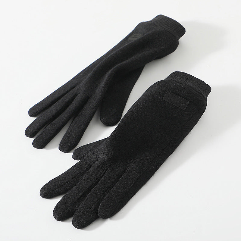 Black Elegant Women's Wool Blend Winter Gloves - Cozy Fleece-Lined Touchscreen Warmth V888-ELOSUNG32029