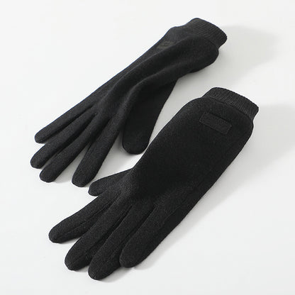 Black Elegant Women's Wool Blend Winter Gloves - Cozy Fleece-Lined Touchscreen Warmth V888-ELOSUNG32029