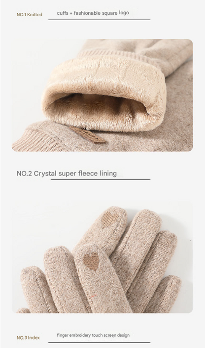 Black Elegant Women's Wool Blend Winter Gloves - Cozy Fleece-Lined Touchscreen Warmth V888-ELOSUNG32029