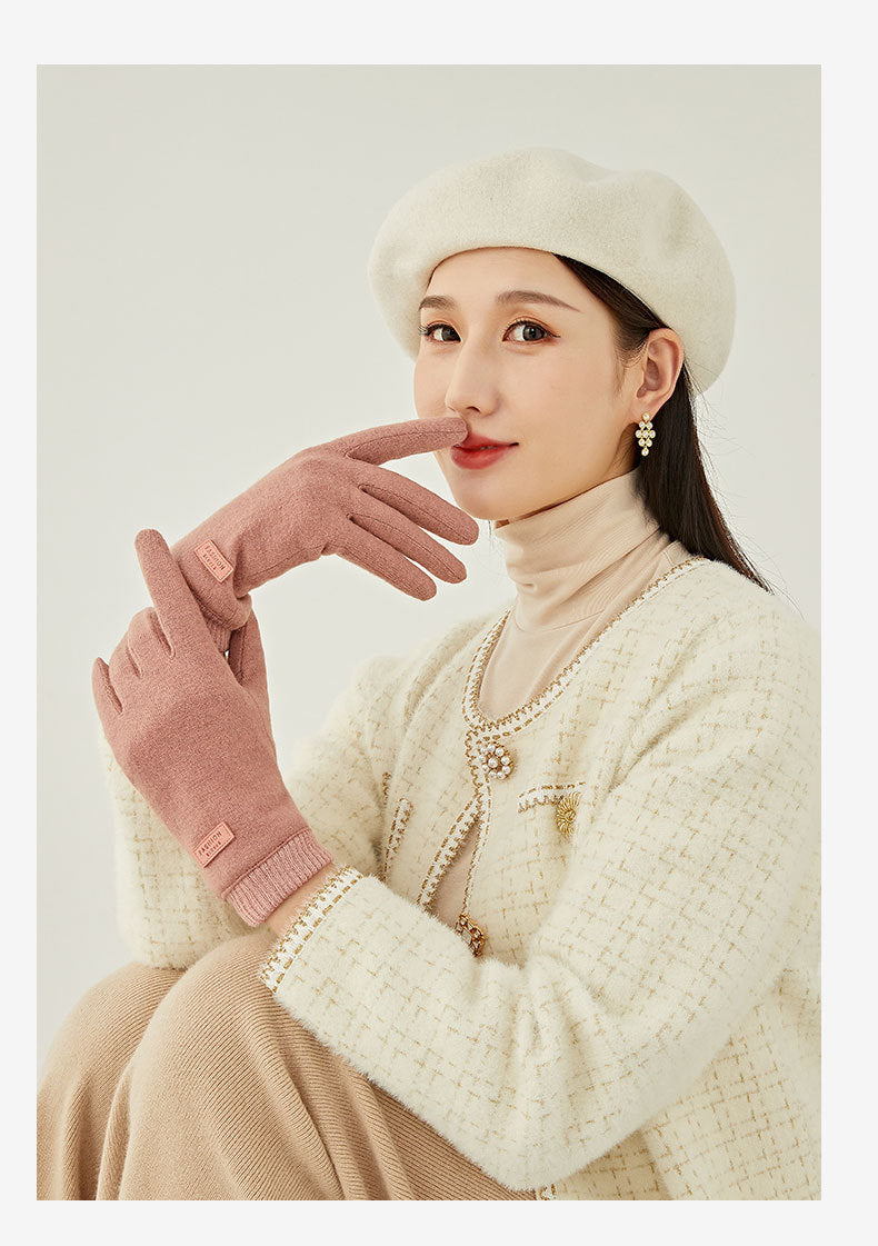 Pink Elegant Women's Wool Blend Winter Gloves - Cozy Fleece-Lined Touchscreen Warmth V888-ELOSUNG32030