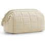 Beige Chic Quilted Puffer Makeup Bag - Large Capacity Travel Cosmetic Organizer with Wide Opening V888-ELOSUNG32036