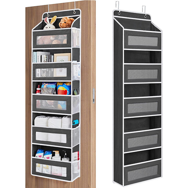 Black Heavy Duty 5-Tier Over-The-Door Hanging Organizer - Space-Saving Storage with Clear Windows & Mesh V888-ELOSUNG32039