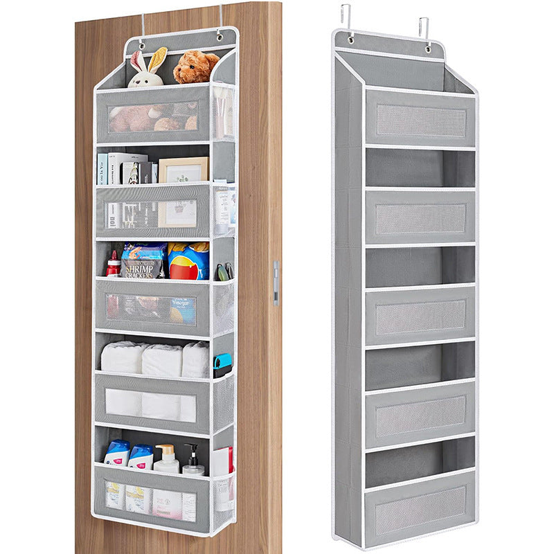 Grey Heavy Duty 5-Tier Over-The-Door Hanging Organizer - Space-Saving Storage with Clear Windows & Mesh V888-ELOSUNG32040