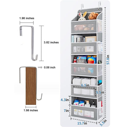 Grey Heavy Duty 5-Tier Over-The-Door Hanging Organizer - Space-Saving Storage with Clear Windows & Mesh V888-ELOSUNG32040