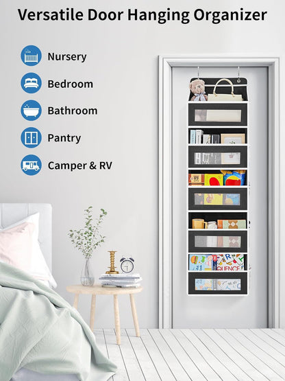 Grey Heavy Duty 5-Tier Over-The-Door Hanging Organizer - Space-Saving Storage with Clear Windows & Mesh V888-ELOSUNG32040