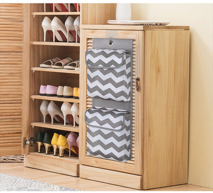 Grey And White Chic Chevron 2-Pocket Hanging Storage Organizer with Lids - Waterproof Oxford Cloth Wall & V888-ELOSUNG32041