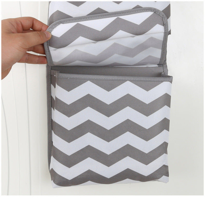 Grey And White Chic Chevron 2-Pocket Hanging Storage Organizer with Lids - Waterproof Oxford Cloth Wall & V888-ELOSUNG32041
