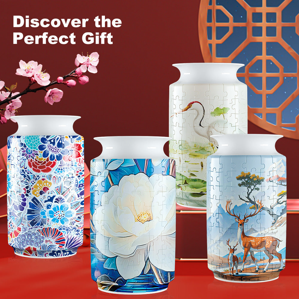 Colorful Style 2 DIY 3D Puzzle Vase - Creative Jigsaw Flower Holder with Waterproof Liner - Decorative Home V888-ELOSUNG32043