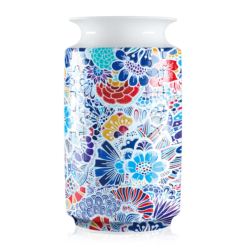 Colorful Style 4 DIY 3D Puzzle Vase - Creative Jigsaw Flower Holder with Waterproof Liner - Decorative Home V888-ELOSUNG32045