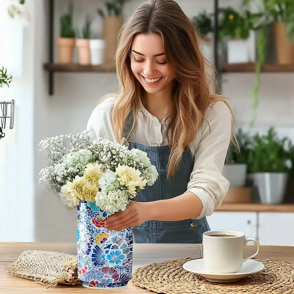 Colorful Style 4 DIY 3D Puzzle Vase - Creative Jigsaw Flower Holder with Waterproof Liner - Decorative Home V888-ELOSUNG32045