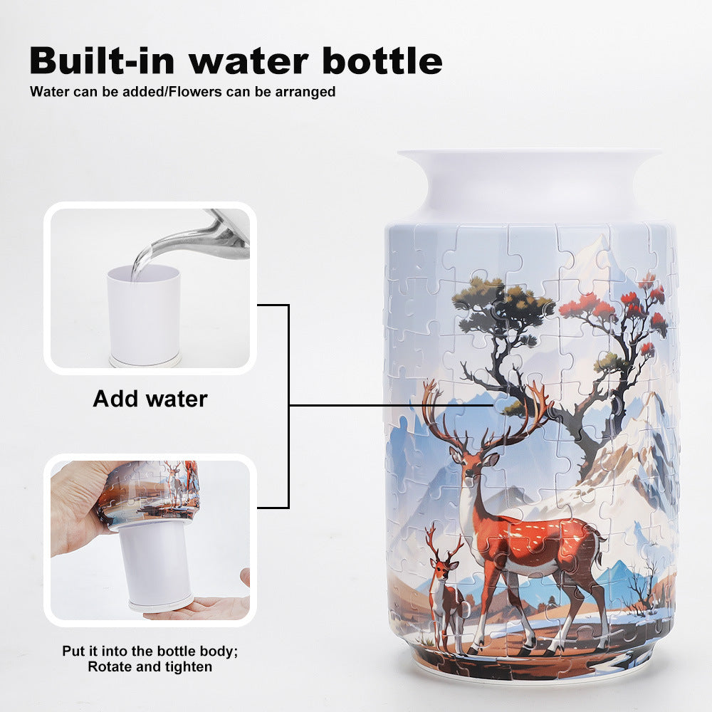Colorful Style 4 DIY 3D Puzzle Vase - Creative Jigsaw Flower Holder with Waterproof Liner - Decorative Home V888-ELOSUNG32045