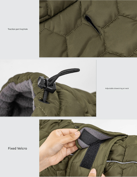 Size S Olive Green Warm Quilted Dog Winter Coat - Adjustable Fleece-Lined Puffer Vest with Reflective Trim & V888-ELOSUNG32049