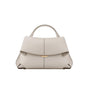 Beige Elegant Womens Genuine Cowhide Leather Top Handle Satchel - Chic Flap Crossbody Shoulder Bag V888-ELOSUNG32065