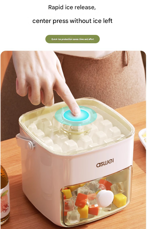 White Innovative Press-Release Ice Cube Maker - Dual Layer Trays & Storage Bin (48 Cubes) V888-ELOSUNG32071