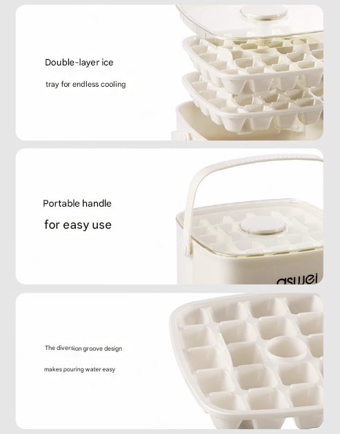 Blue Innovative Press-Release Ice Cube Maker - Dual Layer Trays & Storage Bin (48 Cubes) V888-ELOSUNG32073