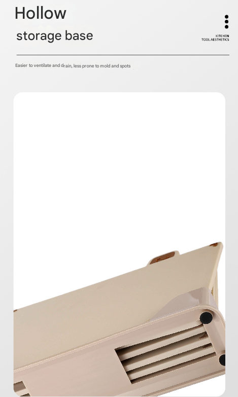 Beige 4-Piece Index Cutting Board Set with Ventilated Storage Stand - Food-Safe PP Kitchen Chopping Boards V888-ELOSUNG32076