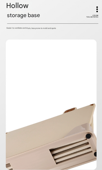 Beige 4-Piece Index Cutting Board Set with Ventilated Storage Stand - Food-Safe PP Kitchen Chopping Boards V888-ELOSUNG32076