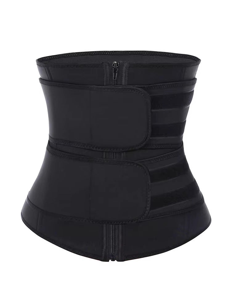 Size M Black Womens Sweat-Enhancing Waist Trainer Belt - Dual Strap Zipper Tummy Control Cincher for Workout V888-ELOSUNG32094