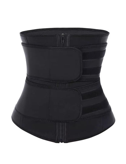 Size M Black Womens Sweat-Enhancing Waist Trainer Belt - Dual Strap Zipper Tummy Control Cincher for Workout V888-ELOSUNG32094