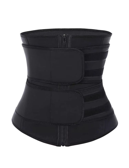 Size XL Black Womens Sweat-Enhancing Waist Trainer Belt - Dual Strap Zipper Tummy Control Cincher for Workout V888-ELOSUNG32096