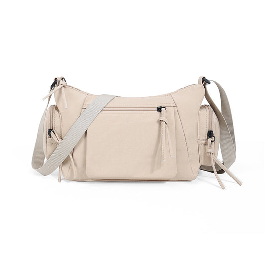 Beige Chic Lightweight Multi-Pocket Oxford Crossbody Bag - Waterproof Retro Shoulder Bag for Women V888-ELOSUNG32101