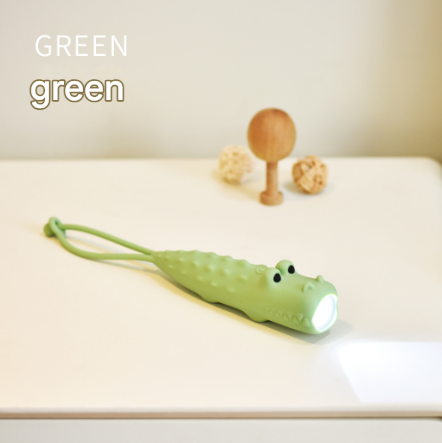Green Adorable Crocodile Silicone LED Flashlight for Kids - USB Rechargeable, Dimmable Brightness, Portable V888-ELOSUNG32110