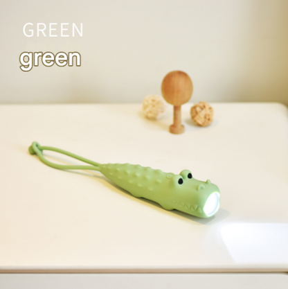 Green Adorable Crocodile Silicone LED Flashlight for Kids - USB Rechargeable, Dimmable Brightness, Portable V888-ELOSUNG32110